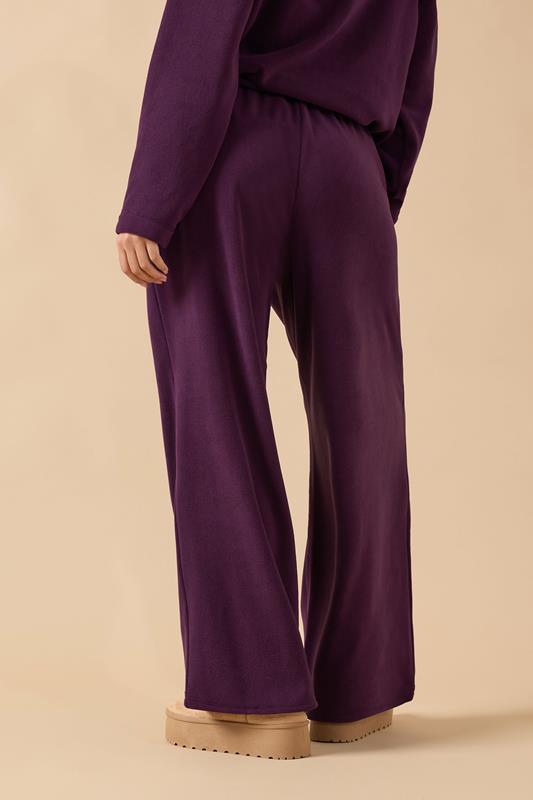 PixieGirl Petite Women's Burgundy Red Fleece Wide Leg Trousers | PixieGirl 2