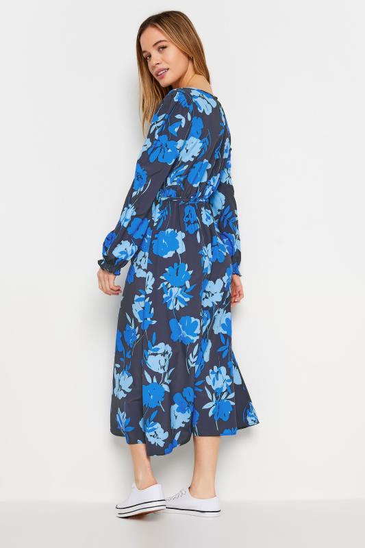 M&Co Petite Blue Floral Tie Waist Midi Smock Dress | M&Co 3