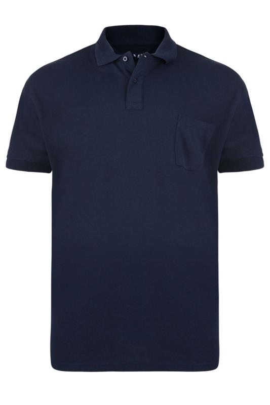 KAM Big & Tall Navy Blue Pocket Polo Shirt | BadRhino 1