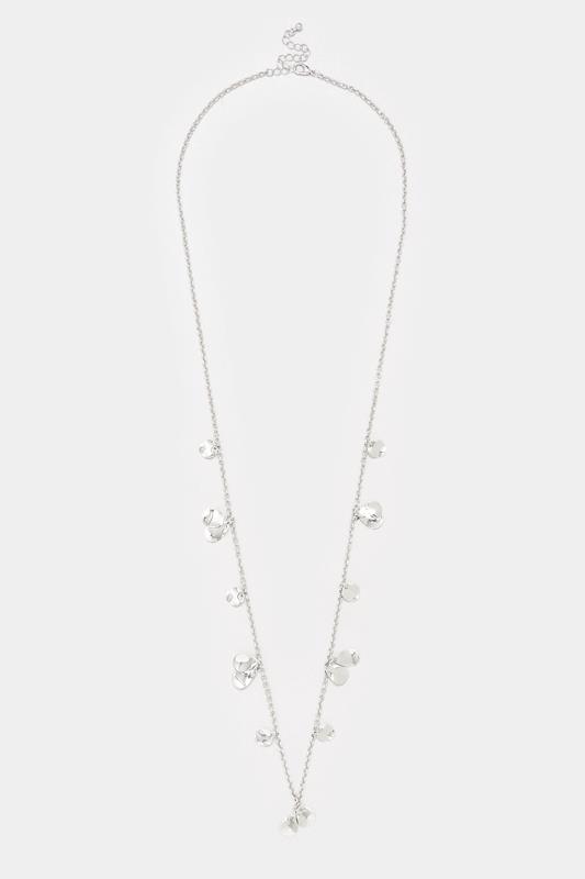 Silver Tone Textured Disc Long Necklace | Yours Clothing 1