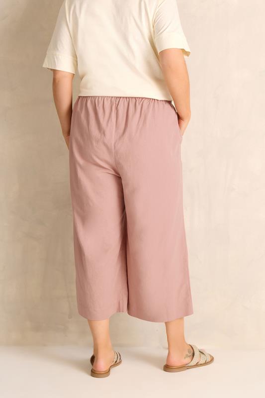 EVANS Curve Pink Linen Cropped Trousers
