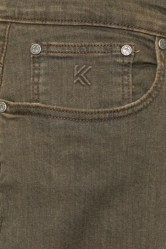 KAM Big & Tall Khaki Green Stretch Jeans | BadRhino 5