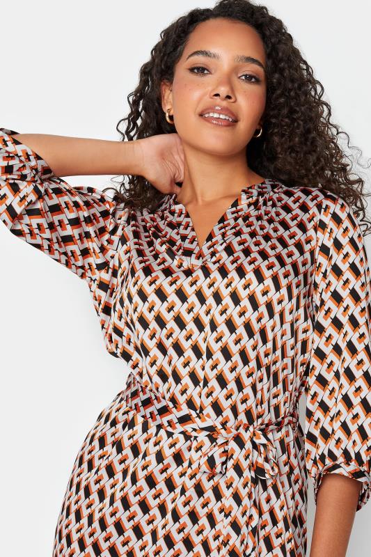 M&Co Orange Satin Geometric Print Tunic Dress | M&Co 4