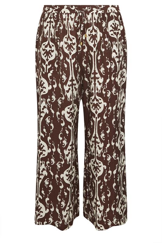 EVANS Plus Size Chocolate Brown Abstract Trousers | Evans 5