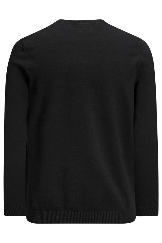 JACK & JONES Big & Tall Black Crew Neck Fine Knit Jumper | BadRhino 2
