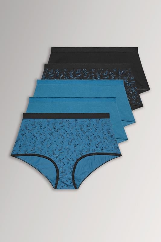 YOURSET 5 PACK Curve Teal Blue Shooting Star Full Briefs