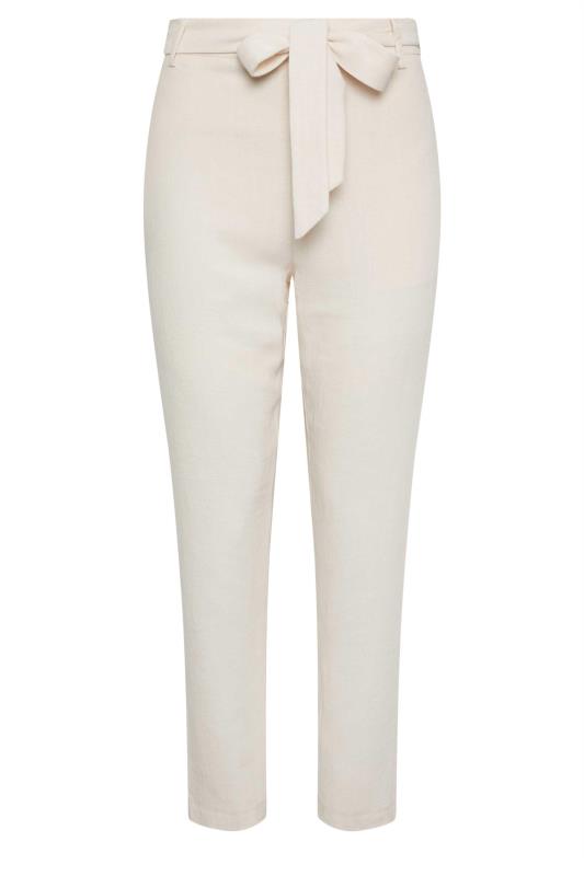 M&Co Ivory White Tie Waist Linen Trousers | M&Co 5