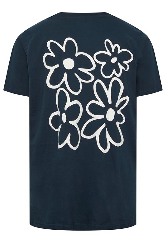 BadRhino Big & Tall Navy Blue Extra Long Flower Graphic T-Shirt | BadRhino 7