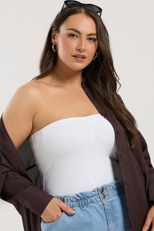 YOURS Plus Size White Bandeau Top | Yours Clothing 4