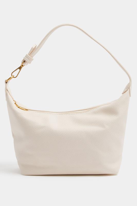Cream Faux Leather Slouched Shoulder Bag