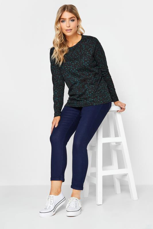 M&Co Green Teal Animal Print Long Sleeve Cotton Top | M&Co 3