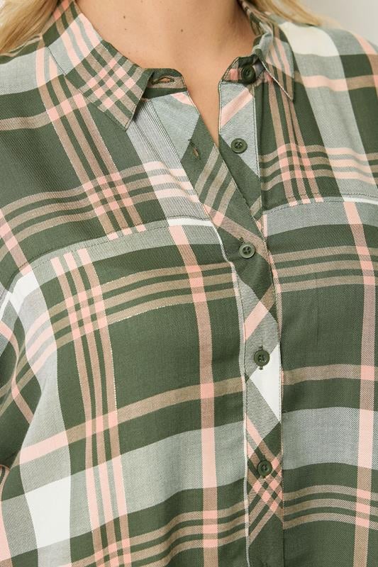YOURS Plus Size Green Checked Shirt | Yours Clothing 5
