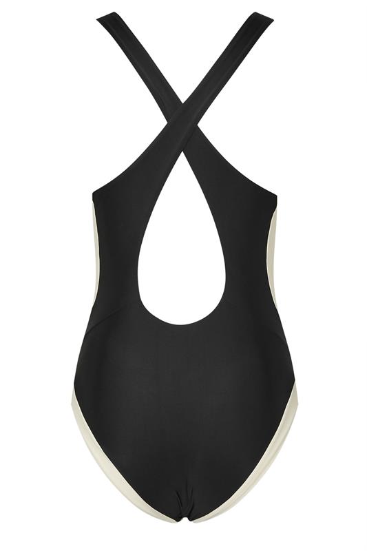 LTS Tall Women's Black & White Colourblock Sporty Swimsuit | Long Tall Sally 7