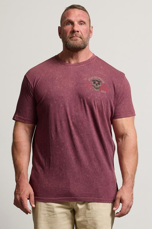 BadRhino Big & Tall Red Acid Wash 'Nevada Motorheads' Slogan T-Shirt | BadRhino 1