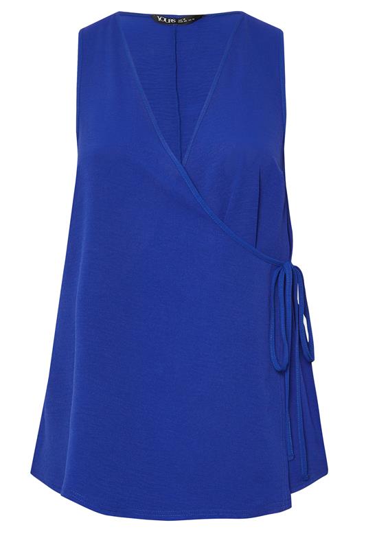 YOURS Plus Size Cobalt Blue Wrap Vest Top | Yours Clothing 5