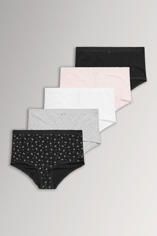 YOURSET 5 PACK Curve Pink & Grey Heart Full Briefs