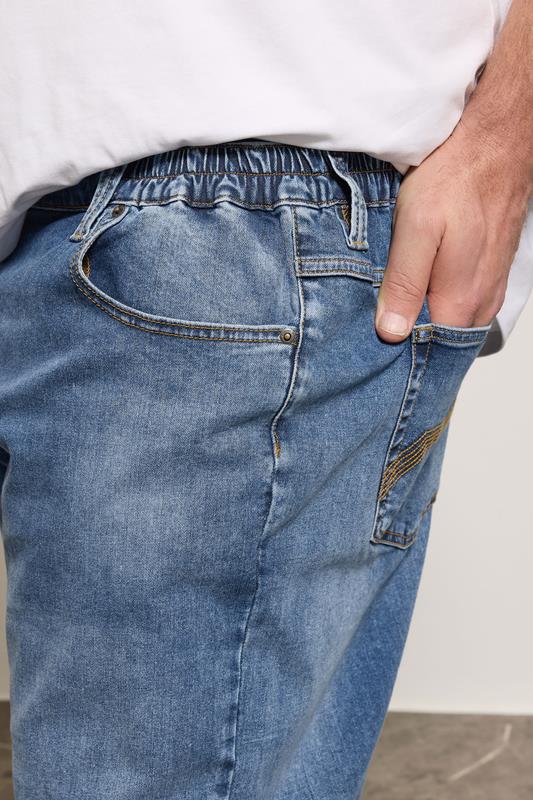 BadRhino Big & Tall Blue Washed Elasticated Waist Stretch Jeans | BadRhino 5