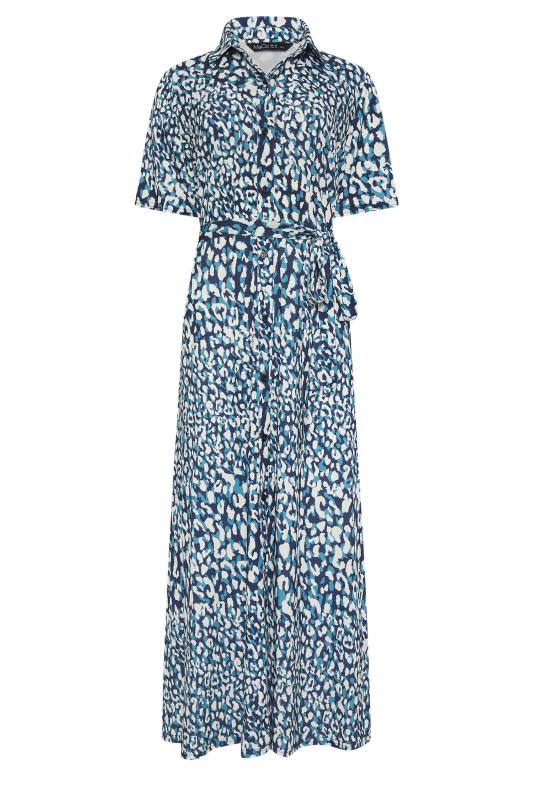 M&Co Blue Abstract Print Collared Midaxi Dress | M&Co 5