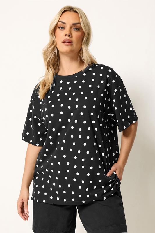 YOURS Curve Black Spot Oversized T-Shirt