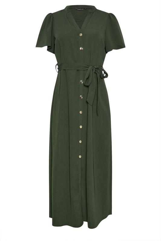 M&Co Khaki Green Button Through Midi Dress | M&Co