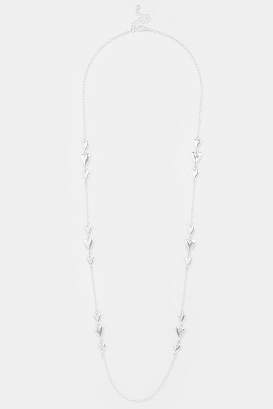 Silver Tone Long  Triple Heart Necklace | Yours Clothing 1
