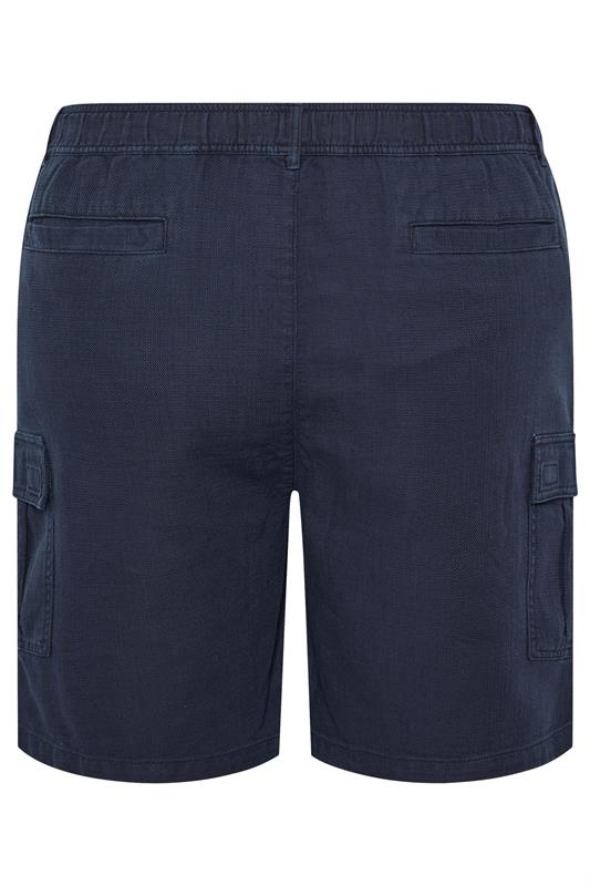 BadRhino Big & Tall Navy Blue Washed Slub Cotton Cargo Shorts | BadRhino 7