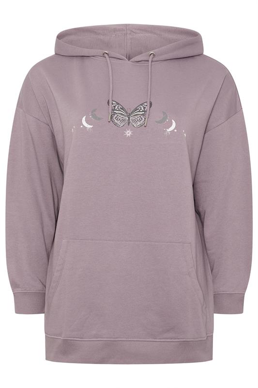 YOURS Plus Size Mauve Purple Celestial Hoodie | Yours Clothing 6
