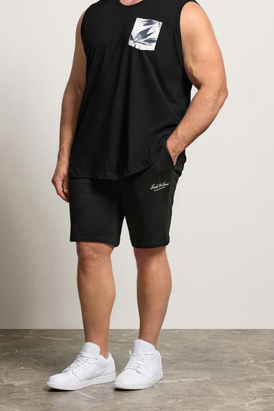 JACK & JONES Big & Tall Black Logo Jogger Sweat Shorts | BadRhino 1