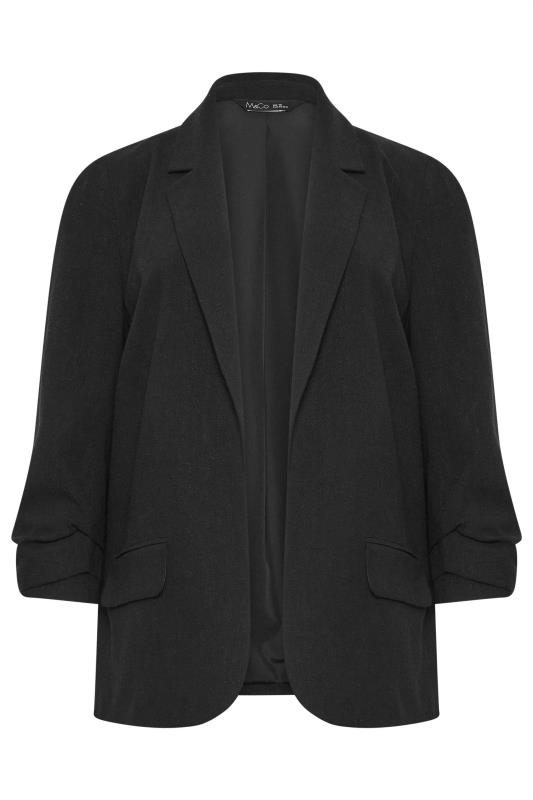 M&Co Black Ruched Sleeve Linen Blazer | M&Co 6