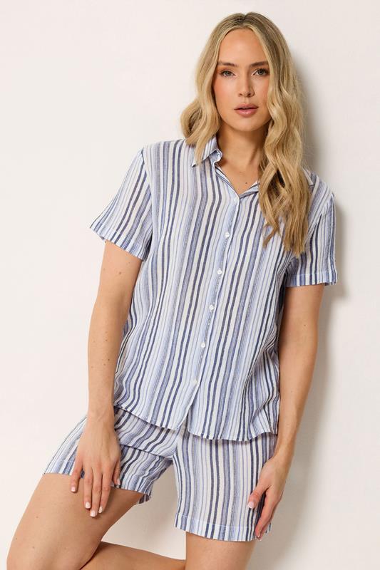 LTS Tall Set Blue & White Stripe Shirt & Shorts
