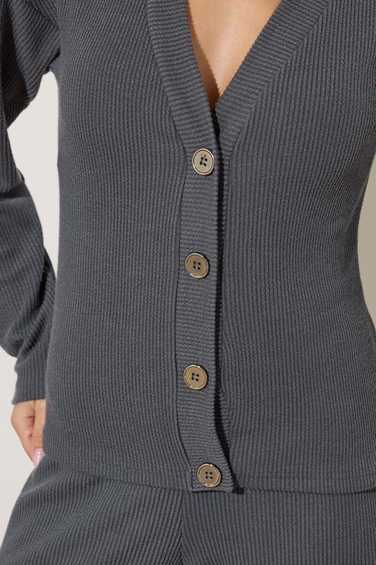 PixieGirl Petite Women's Charcoal Grey Textured Cardigan | PixieGirl 4