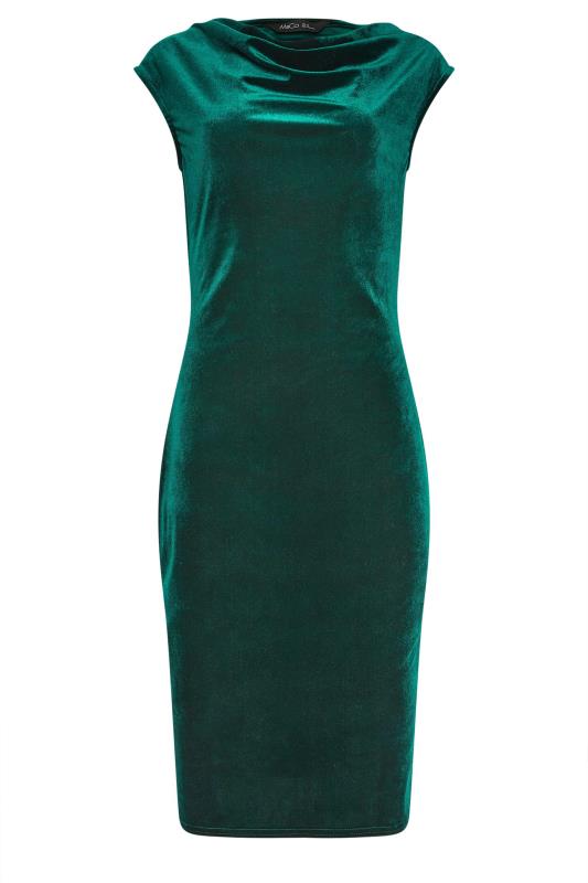 M&Co Dark Green Velour Bodycon Midi Dress | M&Co 5