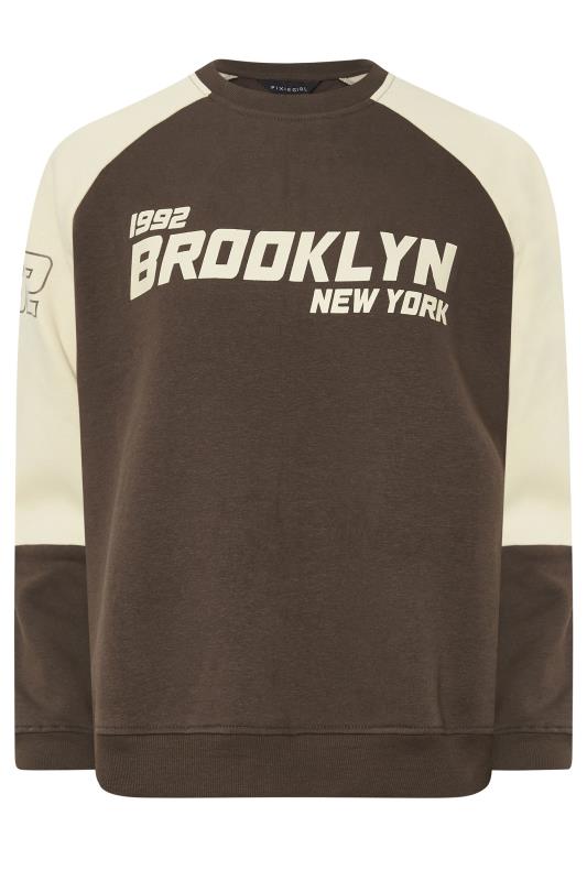 PixieGirl Petite Women's Chocolate Brown Brooklyn Slogan Sweatshirt | PixieGirl 5