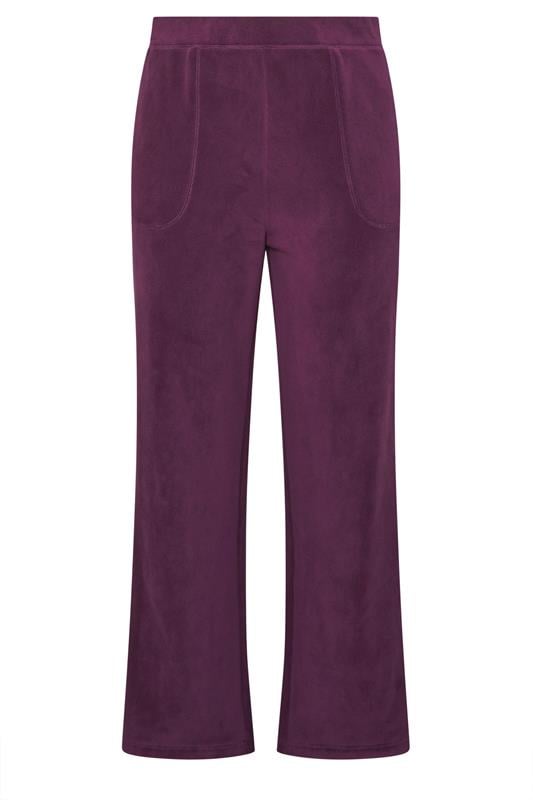 YOURS Plus Size Burgundy Red Wide Leg Fleece Trousers | Yours Clothing 5