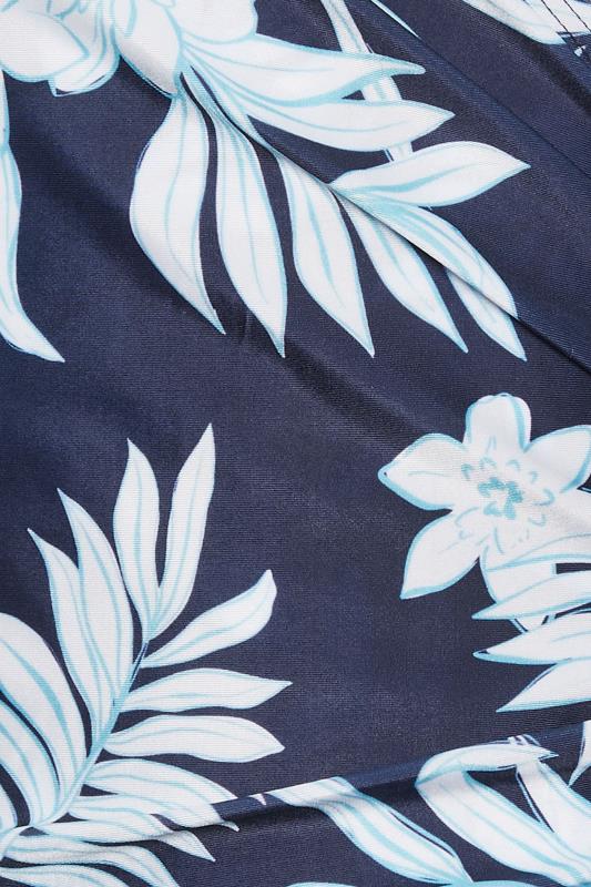 M&Co Navy Blue Tropical Floral Print Tummy Control Wrap Swimsuit | M&Co 6