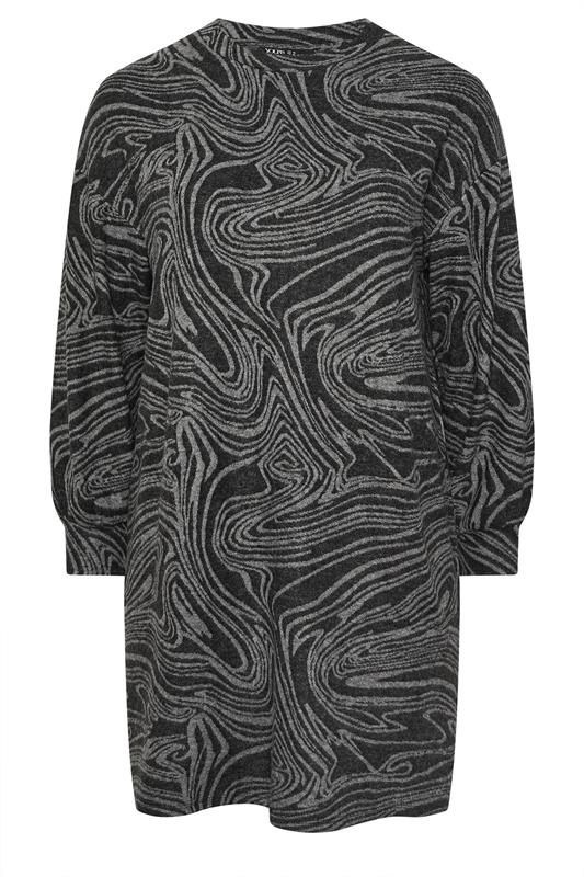 YOURS Plus Size Black Abstract Print Soft Touch Jumper Dress | Yours Clothing 5