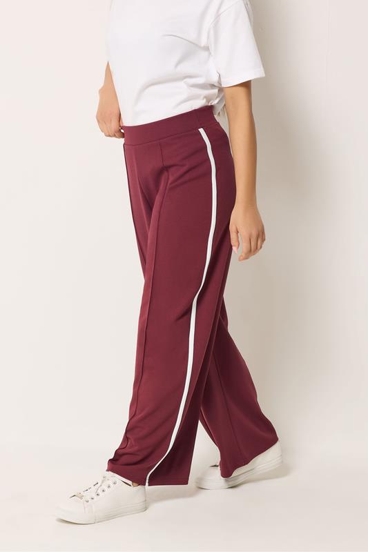  M&Co Petite Berry Red Pintuck Side Stripe Trousers