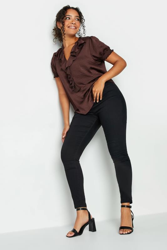 M&Co Brown Frill Satin Blouse | M&Co 2