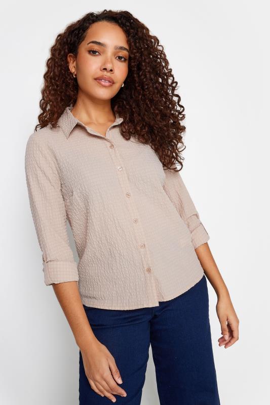 Women's  Yours M&Co Natural Brown Textured Tab Sleeve Shirt