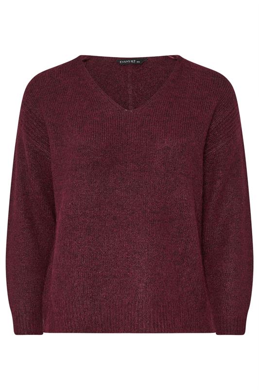 EVANS Plus Size Purple Knitted V-Neck Jumper | Evans  6