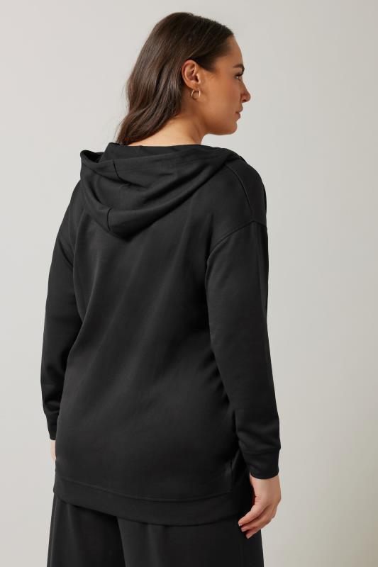 EVANS Plus Size Black Luxe Zip Through Hoodie | Evans 2