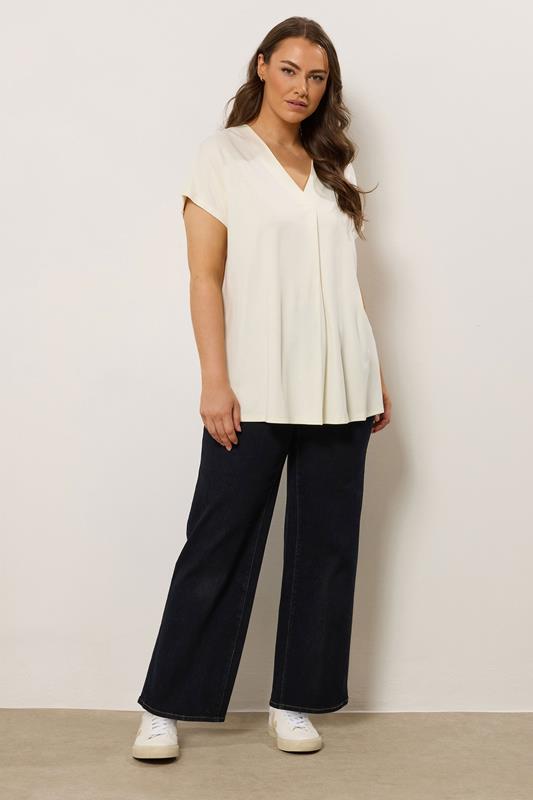 EVANS Curve Cream Premium Jersey Pleat Swing Top | Evans 1