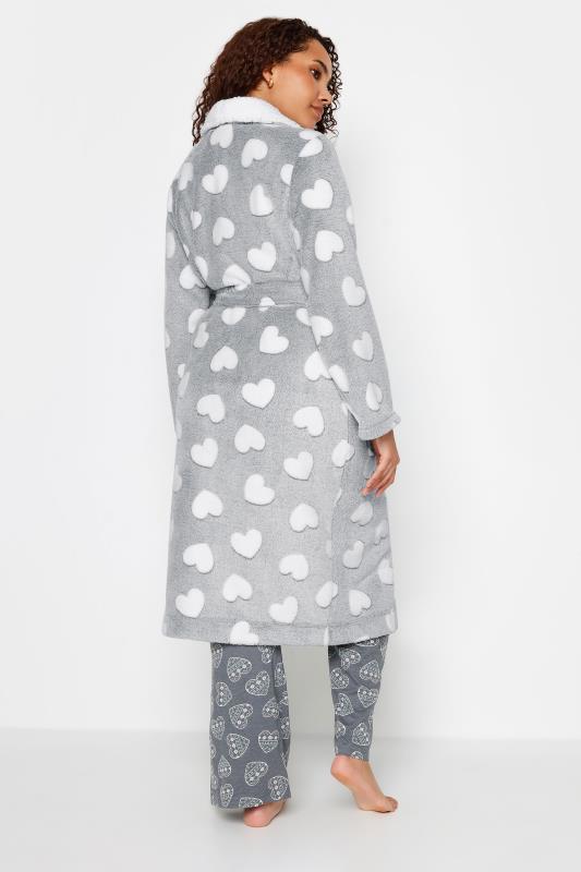 M&Co Grey Soft Touch Heart Print Hooded Dressing Gown | M&Co 4
