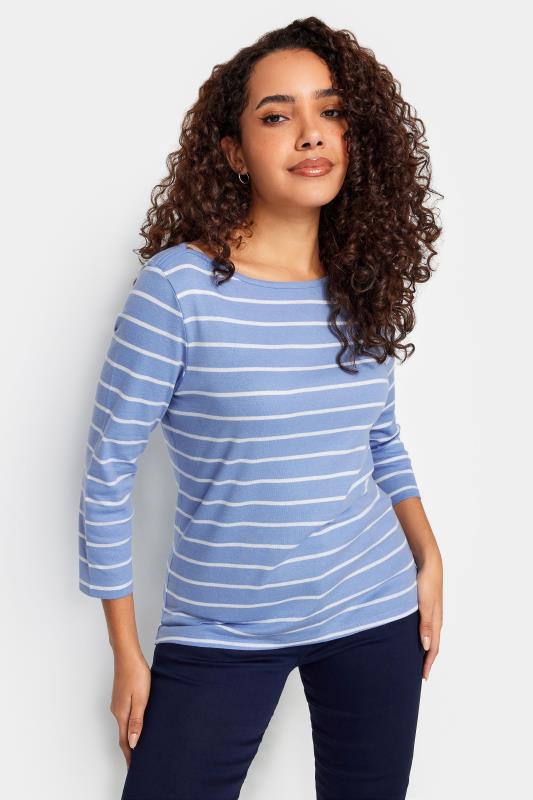 Women's  M&Co Blue & White Stripe Cotton Top