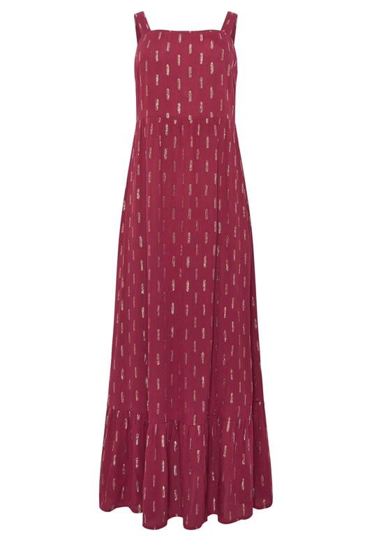 M&Co Berry Red Foil Detail Maxi Dress | M&Co 5
