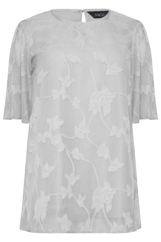 M&Co Grey Floral Shimmer Angel Sleeve Blouse | M&Co 5