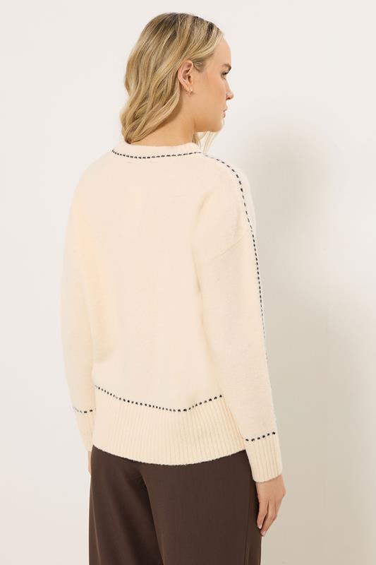 LTS Tall Ivory White Stitch Detail Jumper | Long Tall Sally 2