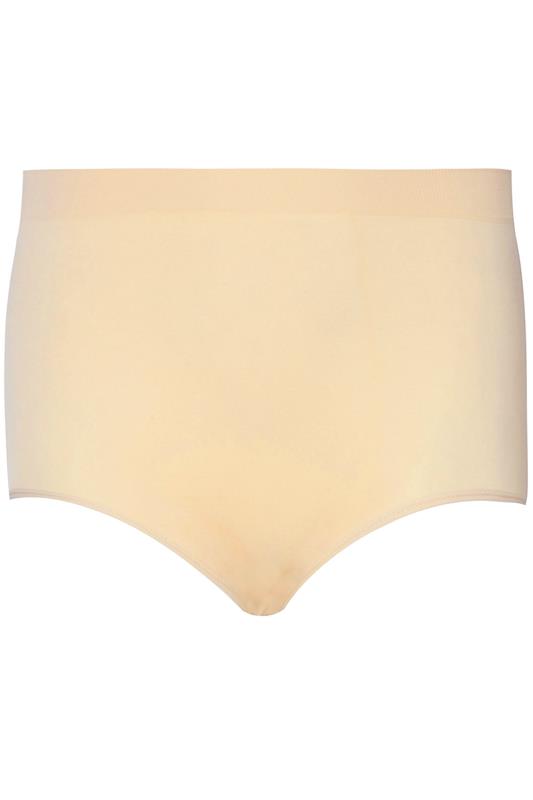Nude Seamless Light Control High Waisted Full Briefs | Yours Clothing 2