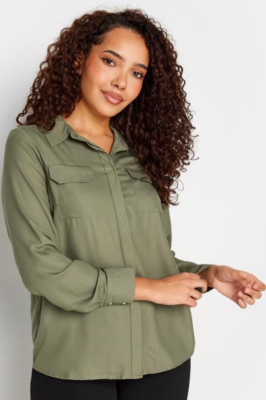 Women's  M&Co Khaki Green Utility Shirt