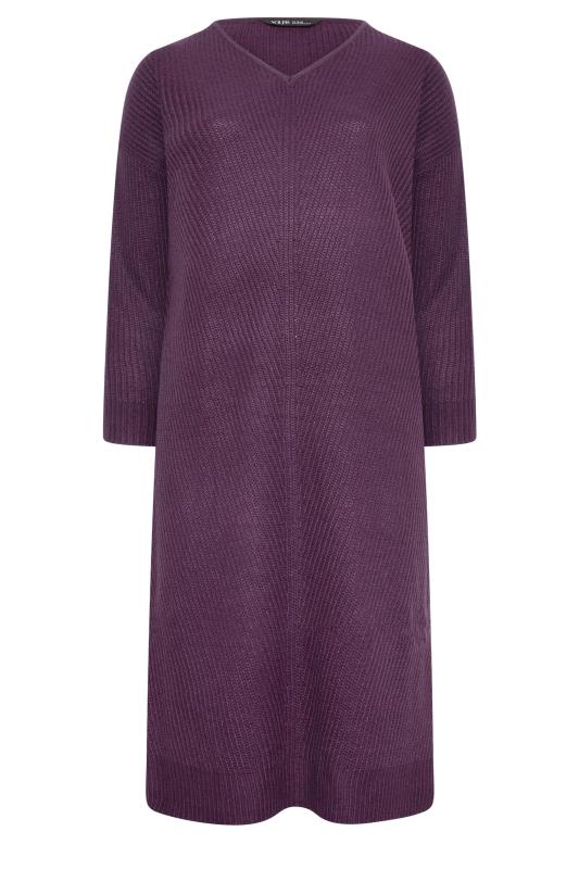 YOURS Plus Size Purple Midaxi Knitted Jumper Dress | Yours Clothing 5